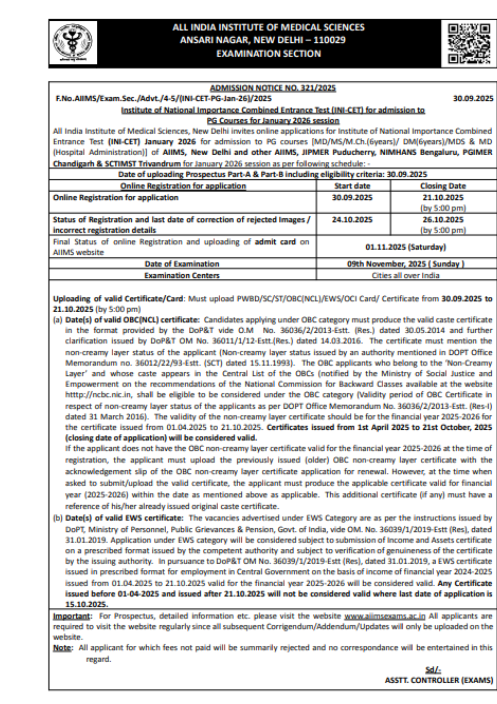 AIIMS INI CET 2026
