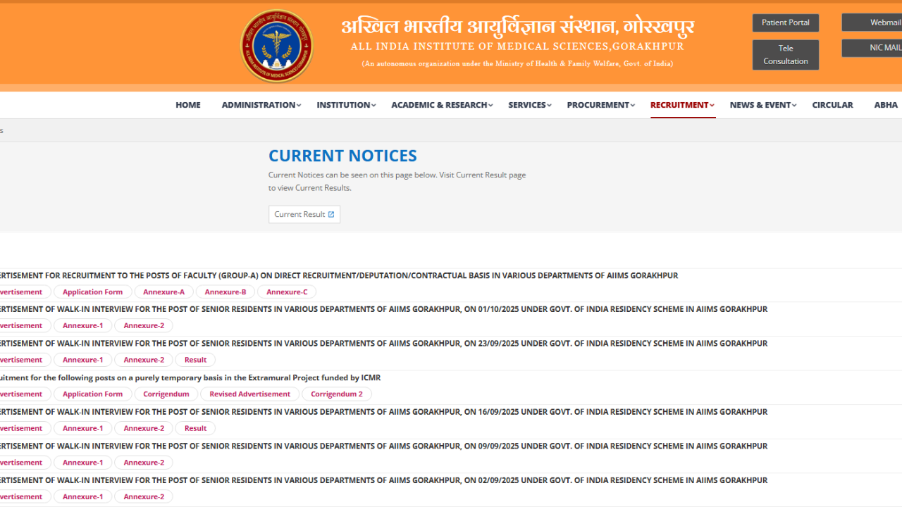 AIIMS Gorakhpur Vacancy 2025